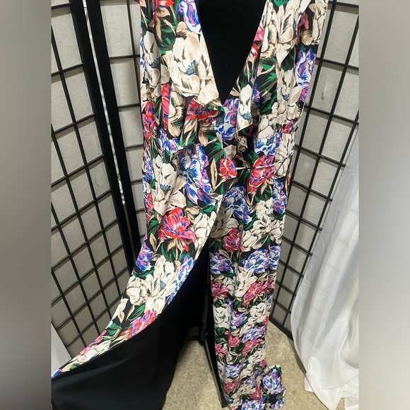 W A Y F MIDNIGHT FLORAL WRAP Maxi Dress with Strappy Back SIZE XL - Picture 9 of 11